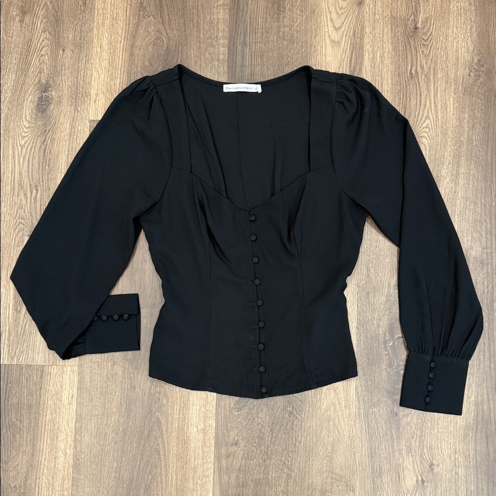 Abercrombie & Fitch Black Button-Down Blouse